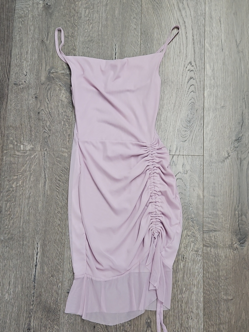 PrettyLittleThing Lilac Ruched Slip Midi Dress